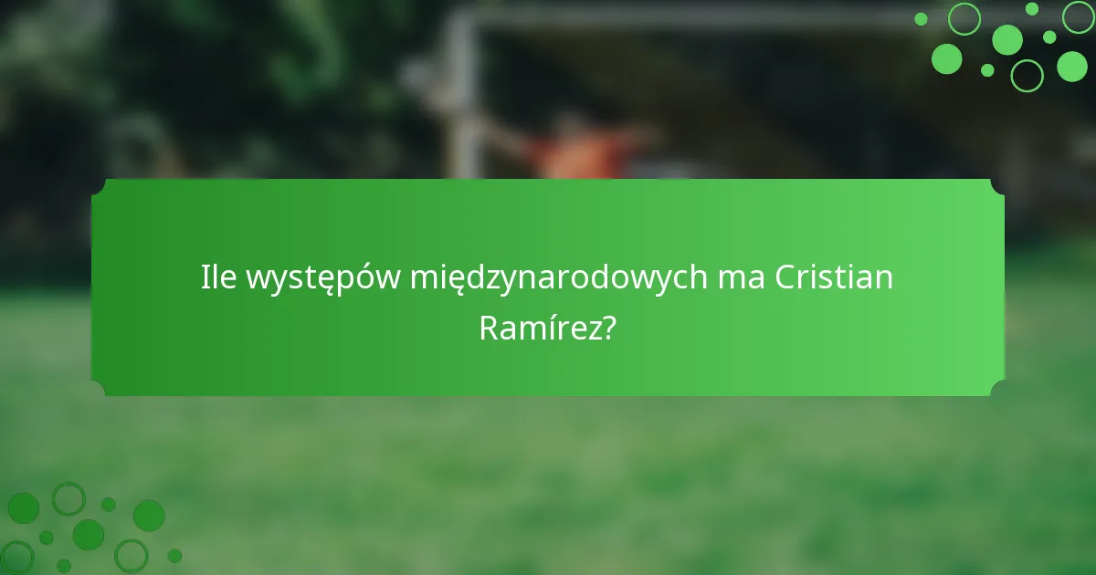 Ile występów międzynarodowych ma Cristian Ramírez?