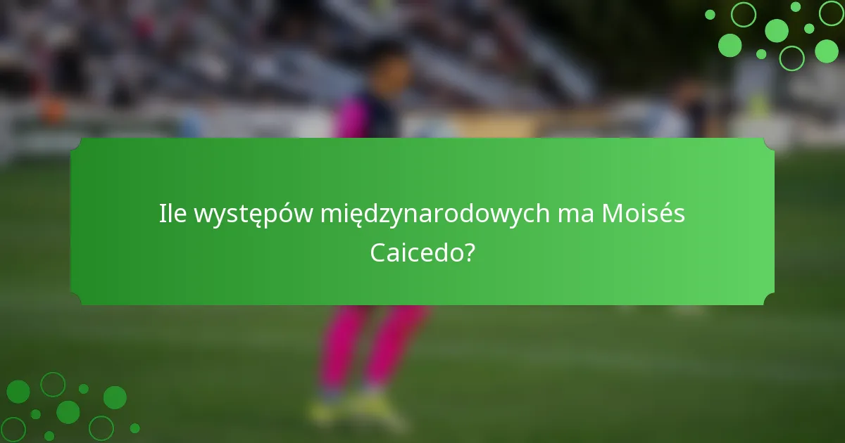 Ile występów międzynarodowych ma Moisés Caicedo?