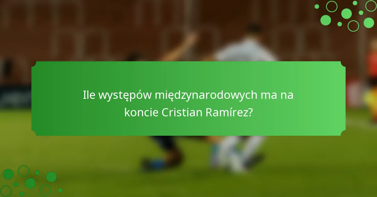Ile występów międzynarodowych ma na koncie Cristian Ramírez?
