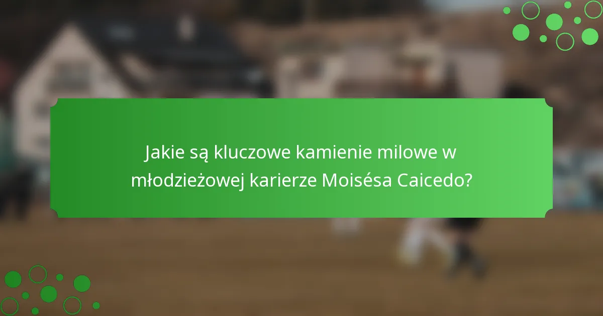 Jakie są kluczowe kamienie milowe w młodzieżowej karierze Moisésa Caicedo?