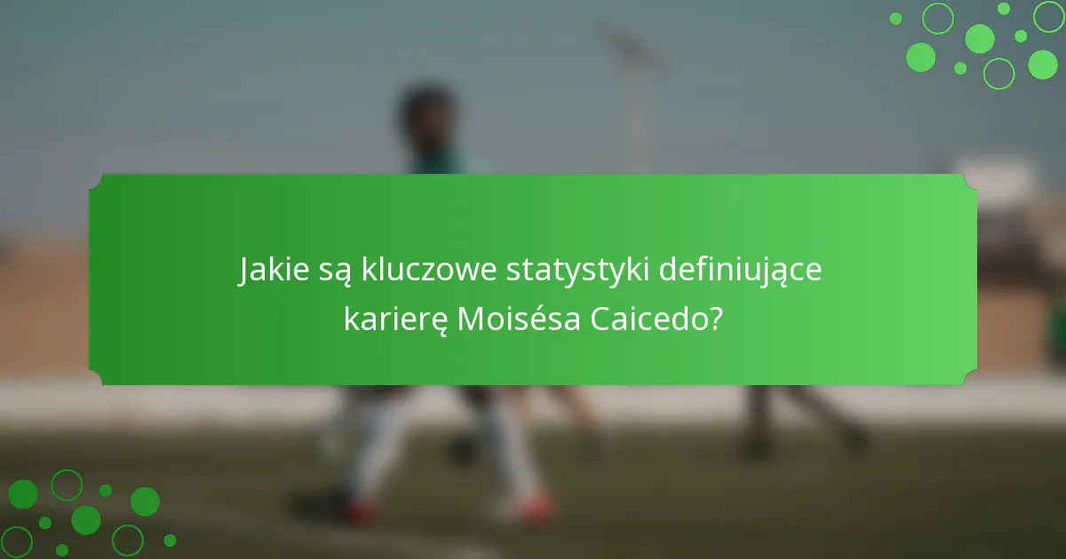 Jakie są kluczowe statystyki definiujące karierę Moisésa Caicedo?